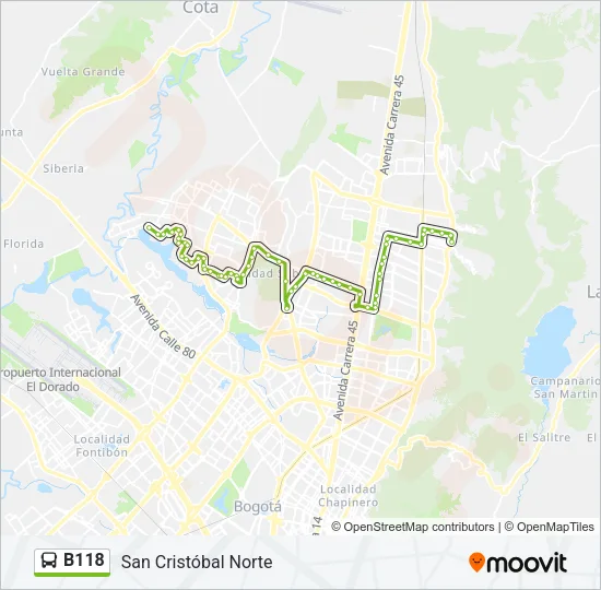 B118 Bus Line Map