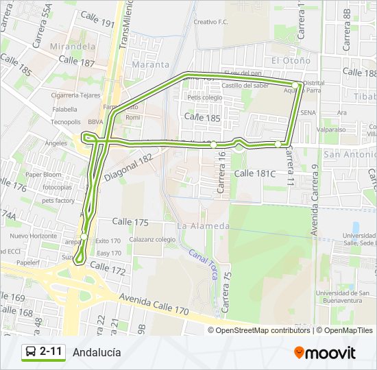 Mapa de 2-11 de SITP