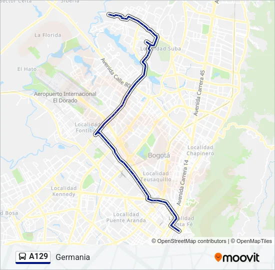A129 Bus Line Map