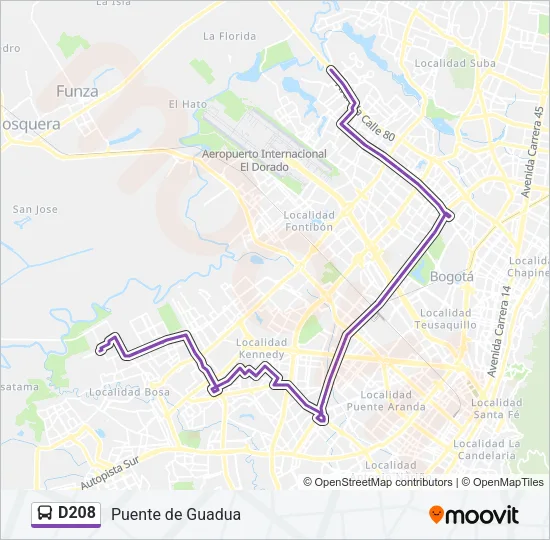 D208 Bus Line Map