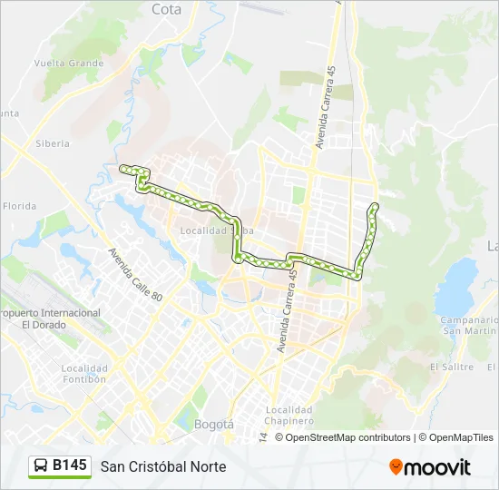 B145 Bus Line Map