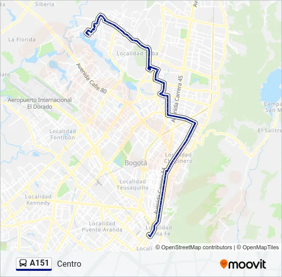 A151 Bus Line Map