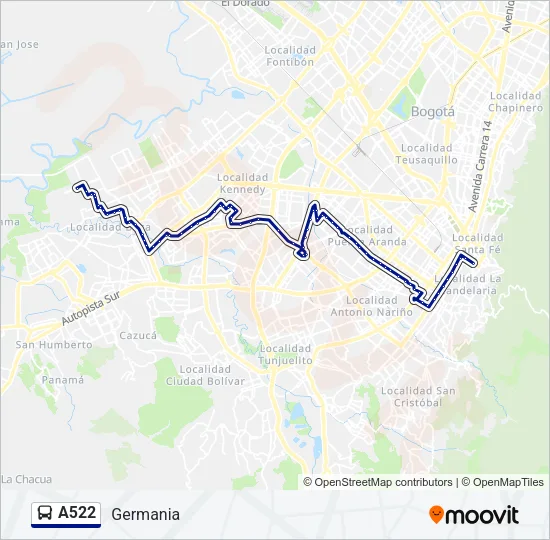 A522 Bus Line Map