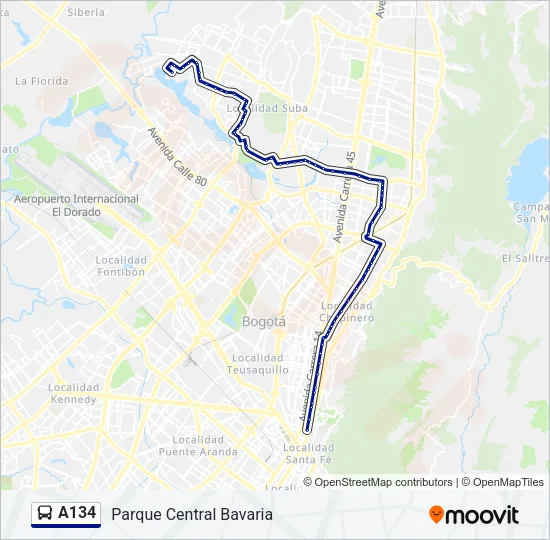 A134 Bus Line Map
