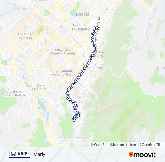 A809 Bus Line Map