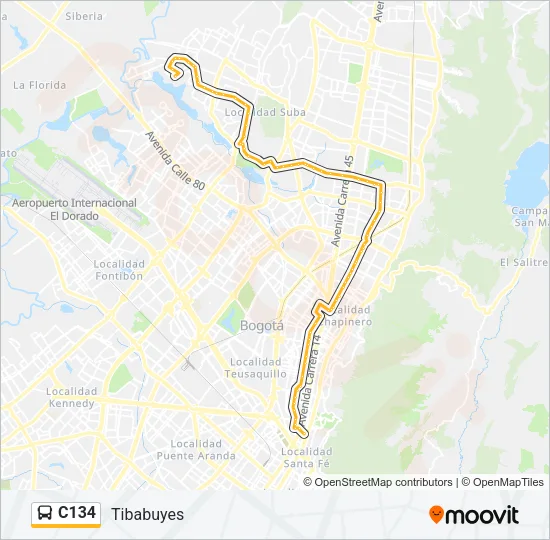 C134 Bus Line Map