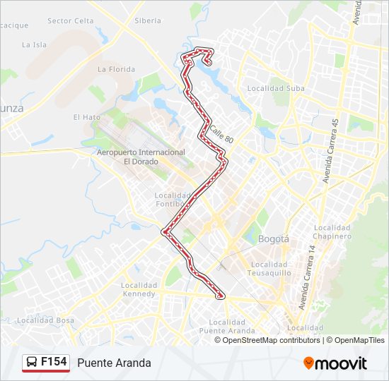 Mapa de F154 de autobús