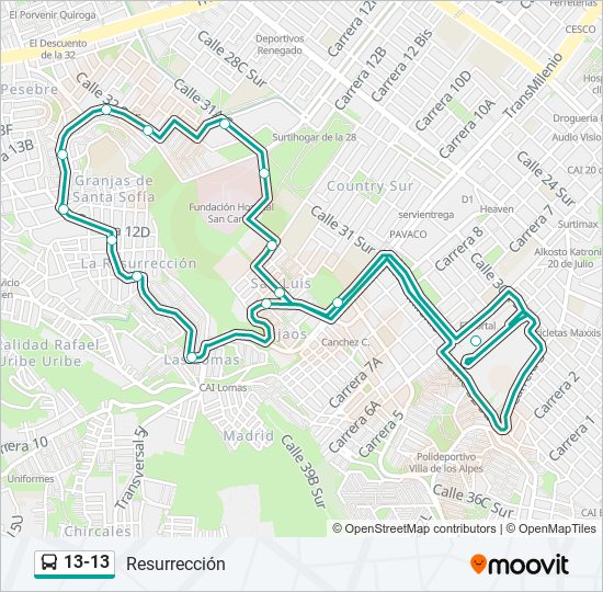 Mapa de 13-13 de SITP