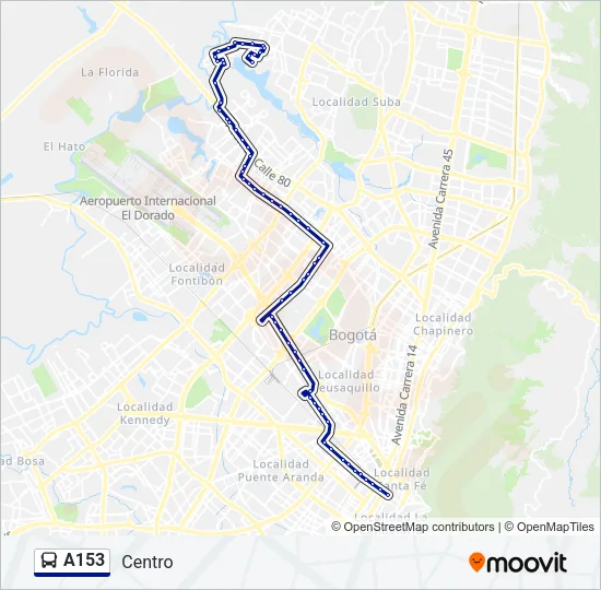 A153 Bus Line Map