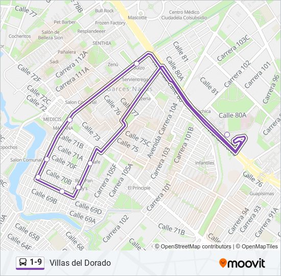 Mapa de 1-9 de SITP