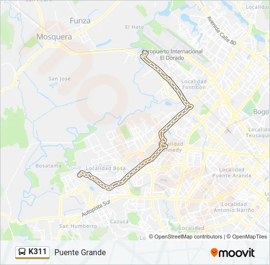 K311 Bus Line Map