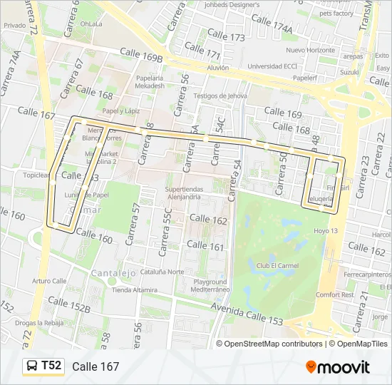 T52 Bus Line Map