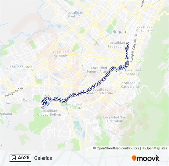 A628 Bus Line Map