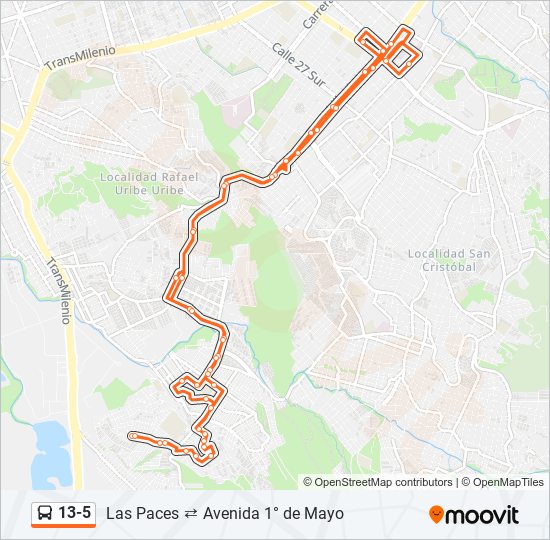 Mapa de 13-5 de SITP