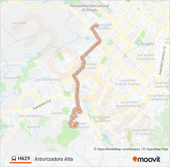H629 Bus Line Map