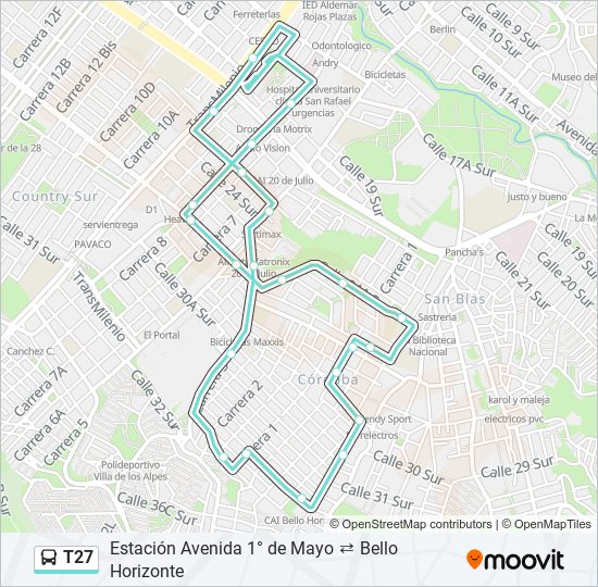 Mapa de T27 de SITP