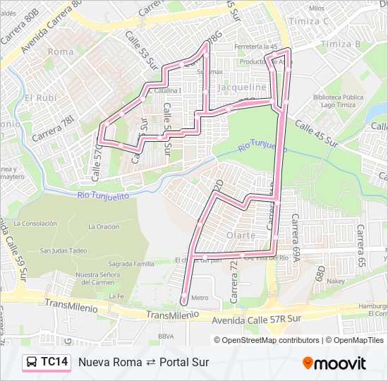 Mapa de TC14 de SITP