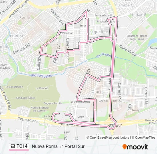 TC14 Bus Line Map