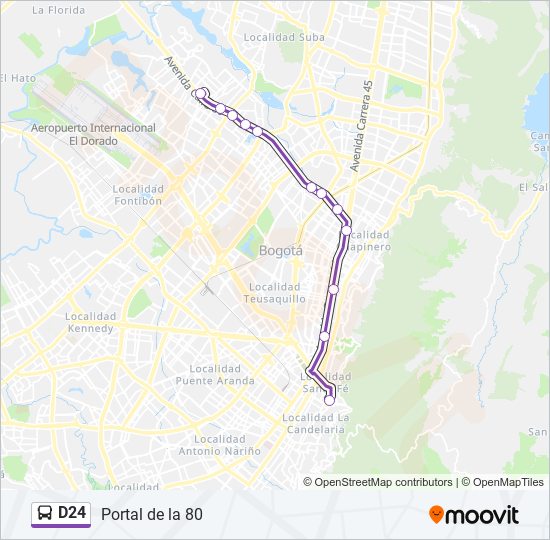 Mapa de D24 de Transmilenio