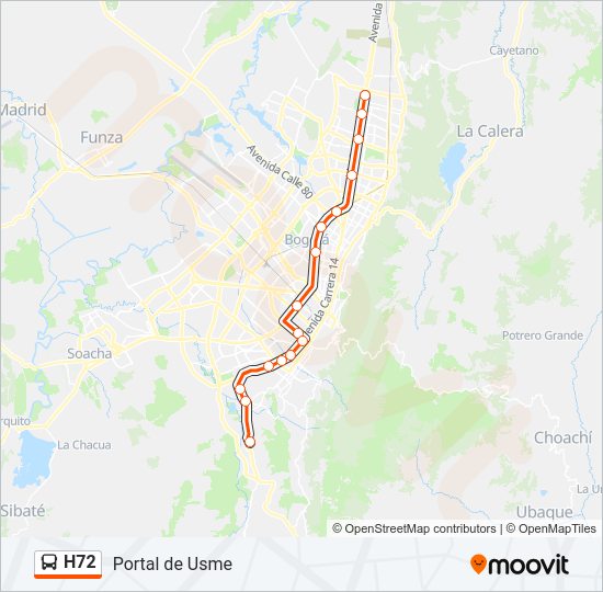 H72 Transmilenio Line Map