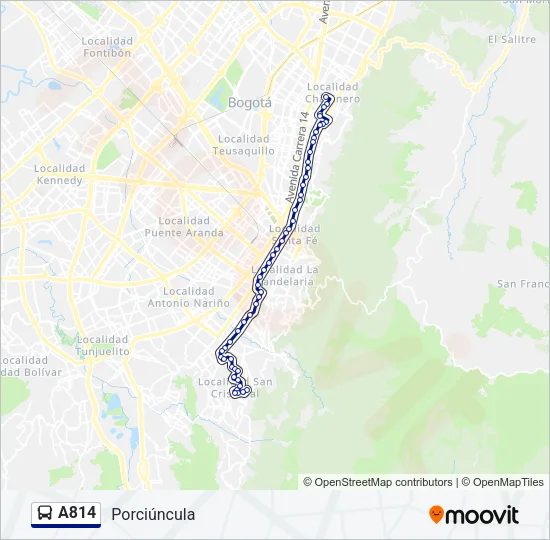 A814 Bus Line Map