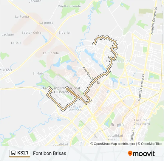 K321 Bus Line Map