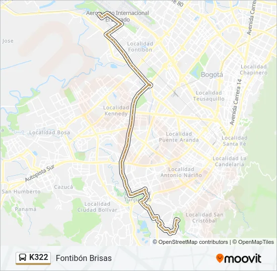 K322 Bus Line Map