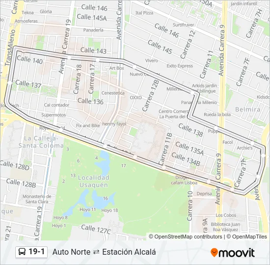 19-1 Bus Line Map