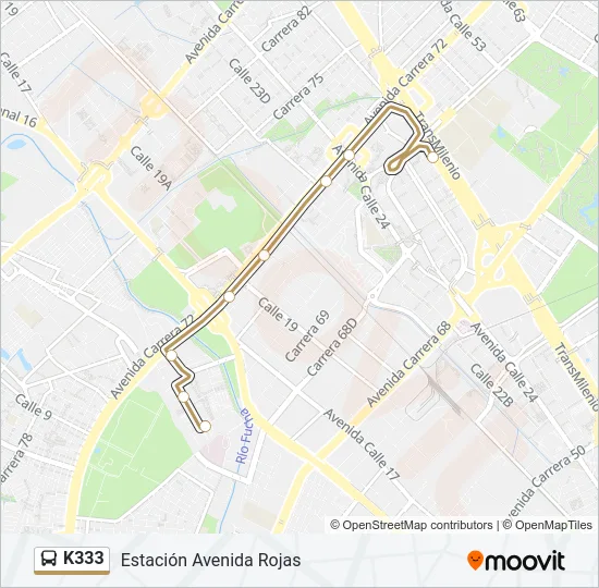 K333 Bus Line Map