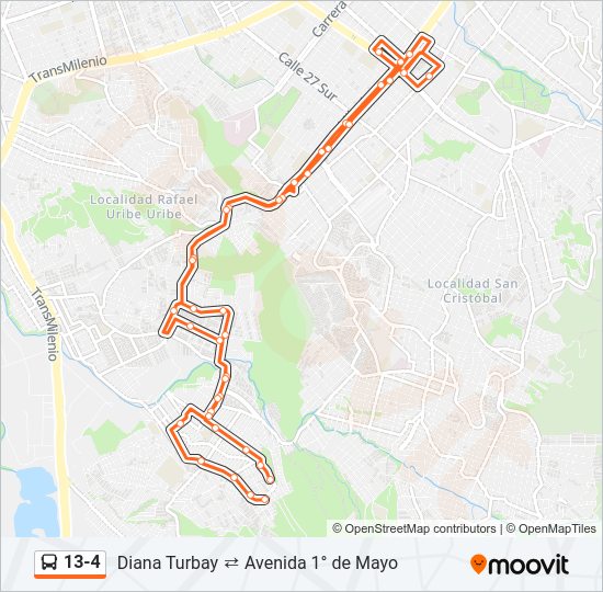 Mapa de 13-4 de SITP