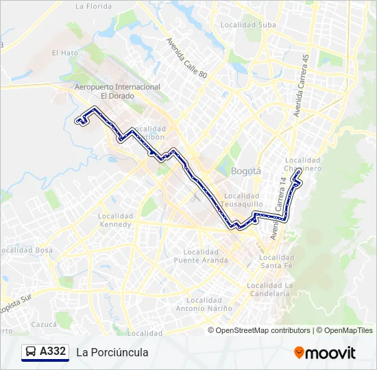 A332 Bus Line Map