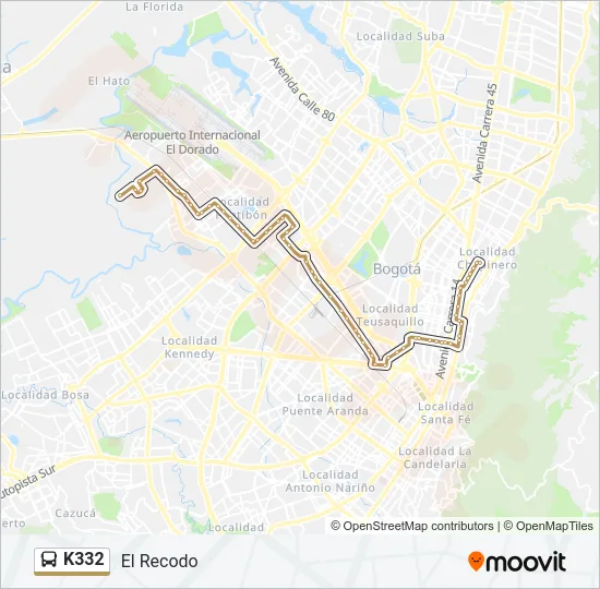 K332 Bus Line Map