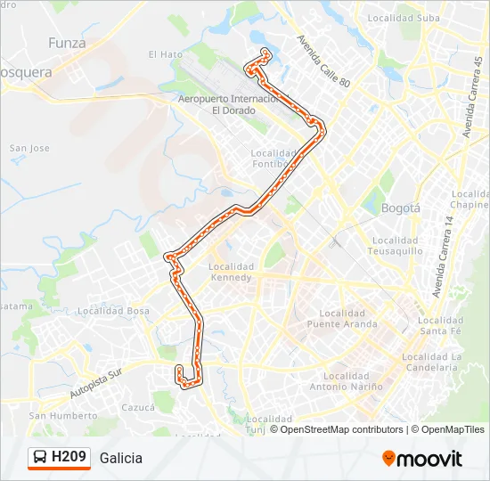 H209 Bus Line Map