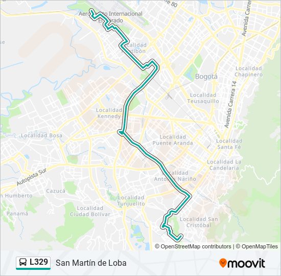 Mapa de L329 de autobús