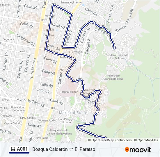A001 Bus Line Map