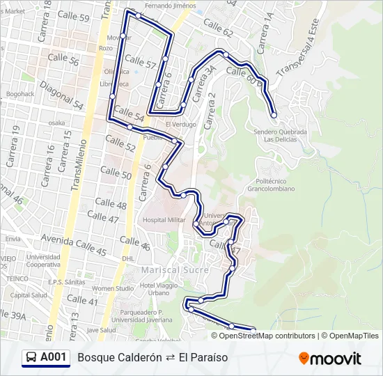 A001 Bus Line Map