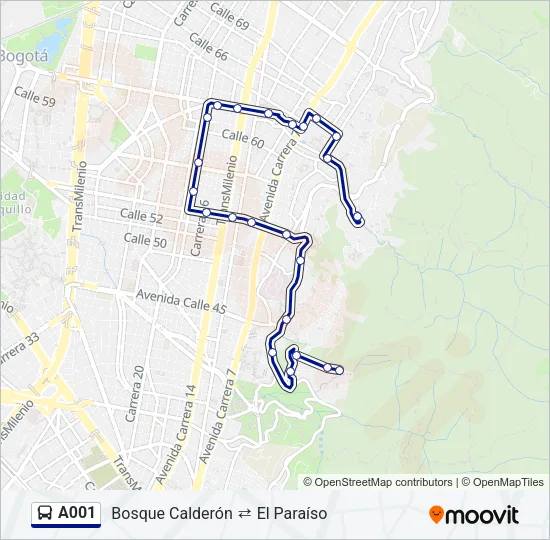 A001 Bus Line Map