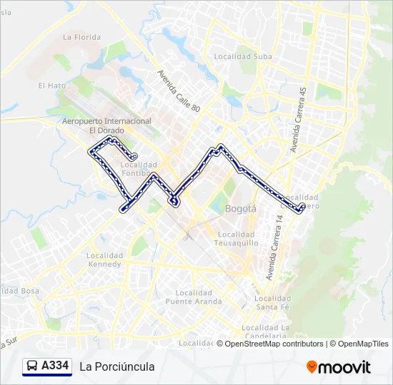 A334 Bus Line Map