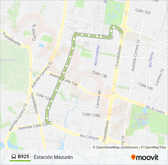 B925 Bus Line Map