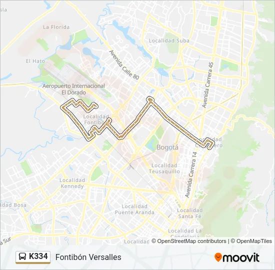 K334 Bus Line Map