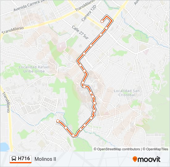 Mapa de H716 de autobús