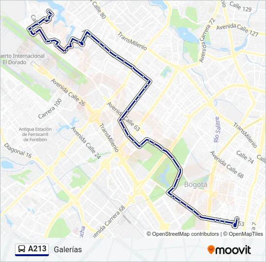 A213 Bus Line Map
