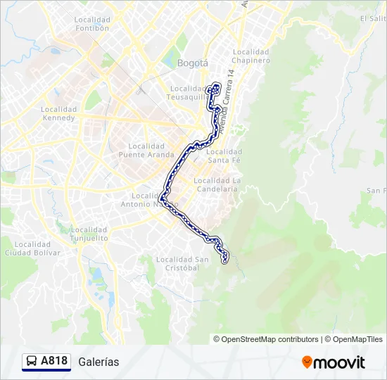 A818 Bus Line Map