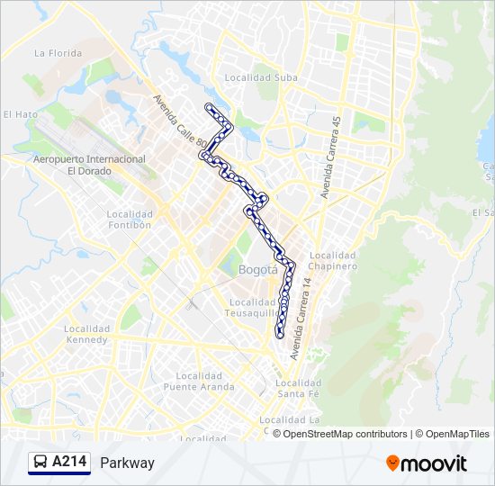 Mapa de A214 de autobús