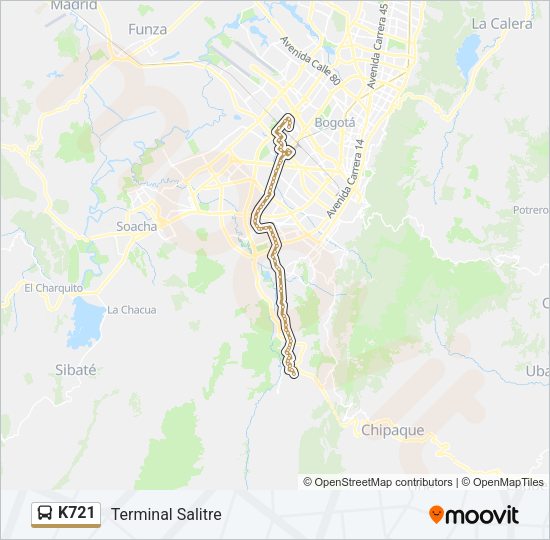 Mapa de K721 de autobús