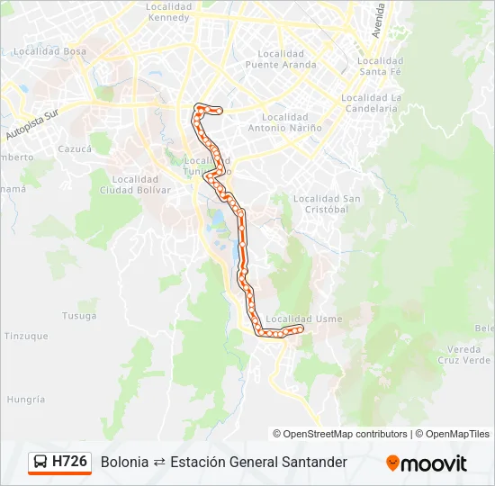 H726 Bus Line Map