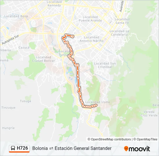 H726 Bus Line Map