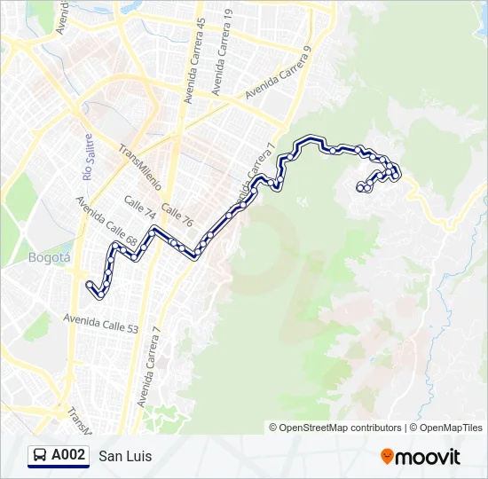 A002 Bus Line Map