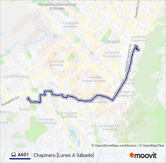 A601 Bus Line Map