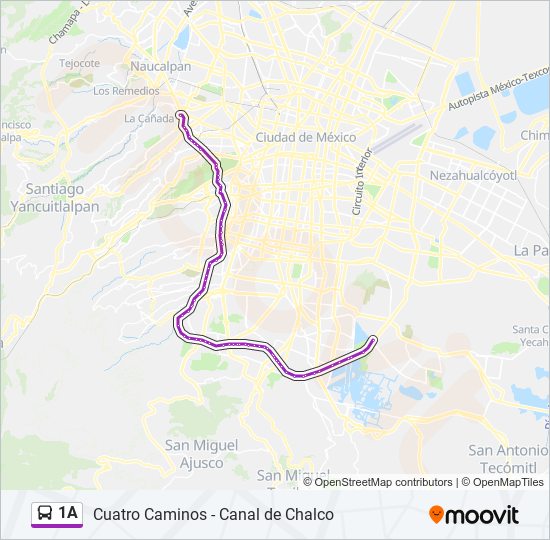 Mapa de 1A de autobús